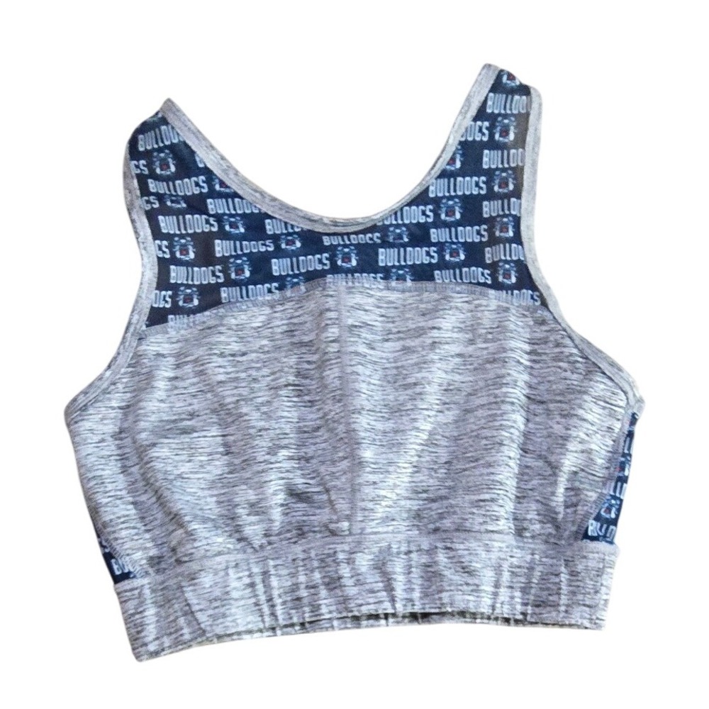XL zoozats Womens Bulldogs Sports Bra Gray Print Sleeveless Top Activewear